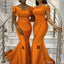 Mismatched Burnt Orange Mermaid Sleeveless Cheap Popular Long Wedding Party Bridesmaid Dresses Online, CP312