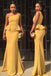 Unique Yellow Mermaid One Shoulder Sleeveless Cheap Popular Long Wedding Party Bridesmaid Dresses Online, CP313