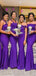 Mismatched Purple Mermaid Sleeveless Cheap Popular Long Wedding Party Bridesmaid Dresses Online, CP317