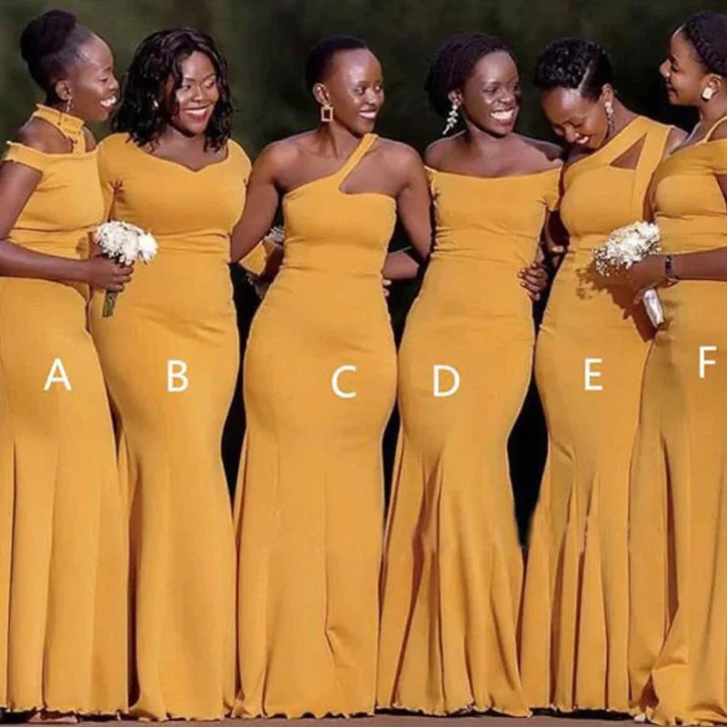 Mismatched Simple Yellow Mermaid Cheap Long Bridesmaid Dresses Online, – CheerProm