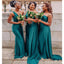 Elegant Green Mermaid One Shoulder Sweetheart Sleeveless Cheap Popular Long Wedding Party Bridesmaid Dresses Online, CP319