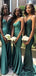 Charming Emerald Green Mermaid Spaghetti Straps V Neck Sleeveless Cheap Popular Long Wedding Party Bridesmaid Dresses Online, CP320