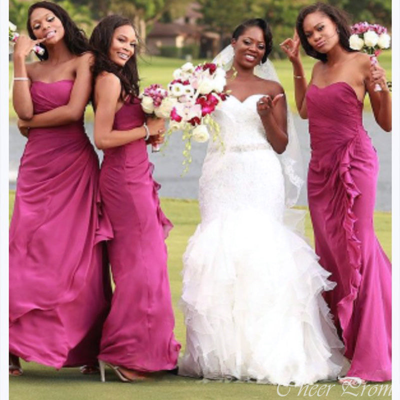 Charming Mermaid Sweetheart Sleeveless Cheap Popular Long Wedding Party Bridesmaid Dresses Online, CP323