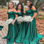 Charming Emerald Green Off Shoulder Sweetheart Cheap Popular Long Wedding Party Bridesmaid Dresses Online, CP327