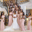 Elegant Pink Mermaid Strapless Sleeveless Cheap Popular Long Wedding Party Bridesmaid Dresses Online, CP336