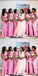 Elegant Pink Mermaid Side Slit Halter Cheap Long Bridesmaid Dresses Online,CP38