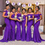 Mismatched Purple Mermaid Sleeveless Cheap Popular Long Wedding Party Bridesmaid Dresses Online, CP345