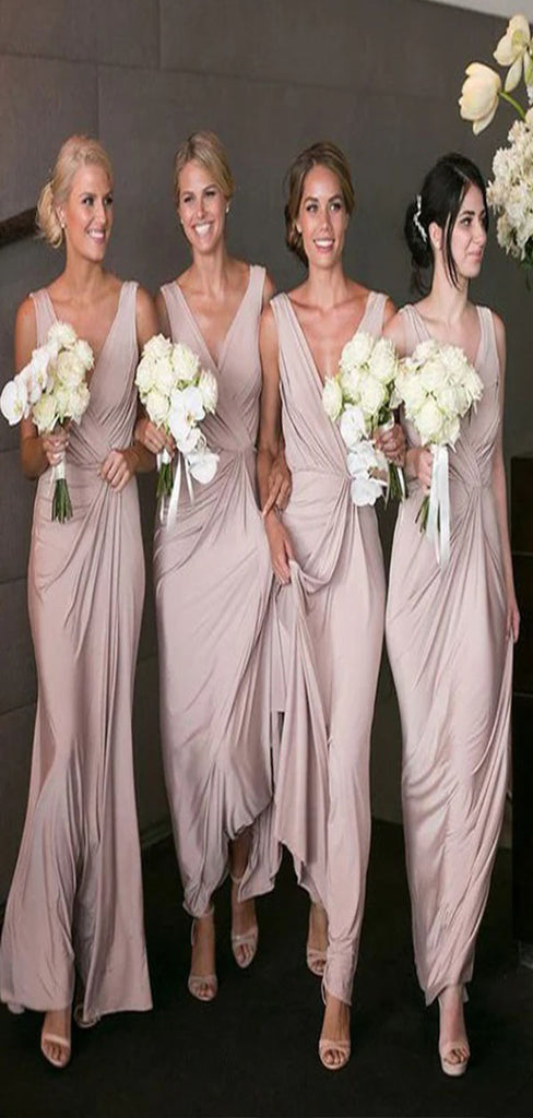 Elegant V Neck Popular Cheap Long Wedding Party Bridesmaid Dresses Online,CP47