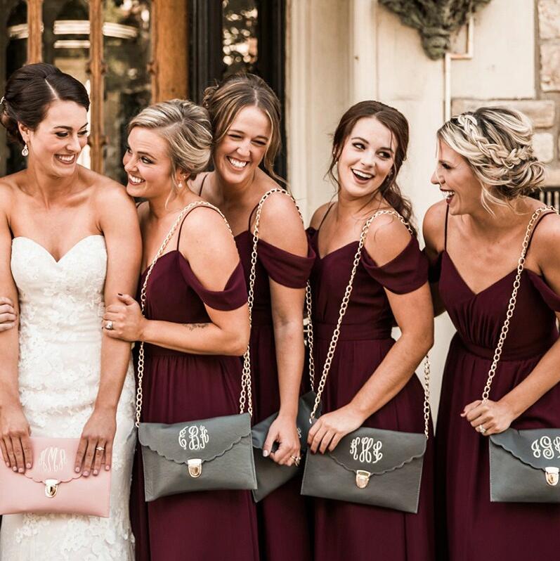 Elegant Dark Red Chiffon Floor Length Popular Cheap Long Wedding Party Bridesmaid Dresses Online,CP49