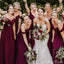 Elegant Dark Red Chiffon Floor Length Popular Cheap Long Wedding Party Bridesmaid Dresses Online,CP49