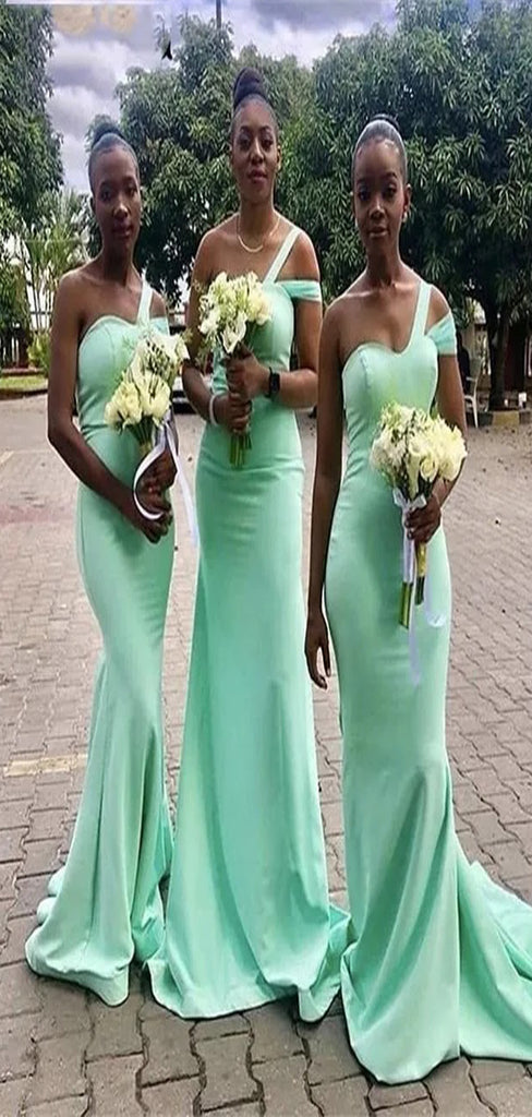 Unique Fresh Green Mermaid Popular Cheap Long Wedding Party Bridesmaid Dresses Online,CP52