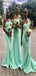 Unique Fresh Green Mermaid Popular Cheap Long Wedding Party Bridesmaid Dresses Online,CP52