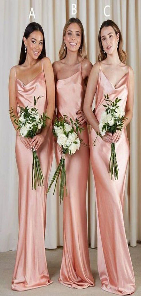 Mismatched Pink Mermaid Popular Cheap Long Wedding Party Bridesmaid Dresses Online,CP54