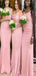 Pink Mermaid Spaghetti Straps Popular Cheap Long Wedding Party Bridesmaid Dresses Online,CP56