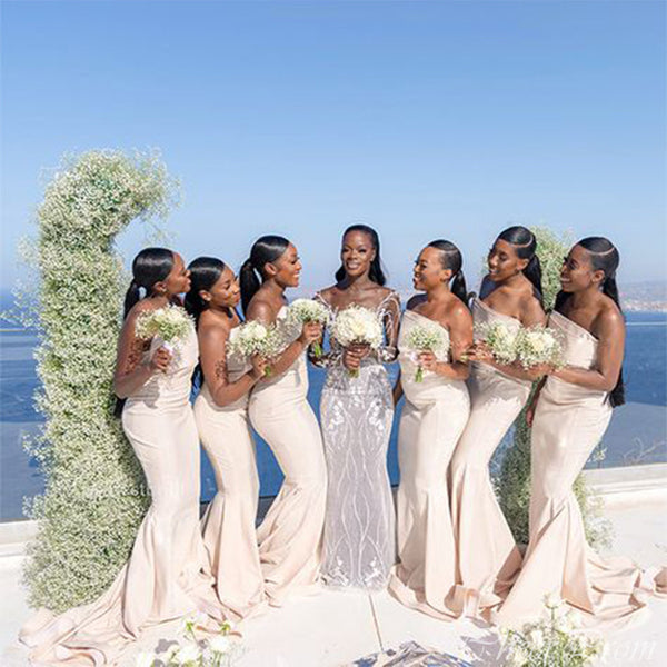 ivory bridesmaid dress Ivory Mermaid Strapless Sleeveless Popular Cheap Long Wedding Party Br – CheerProm