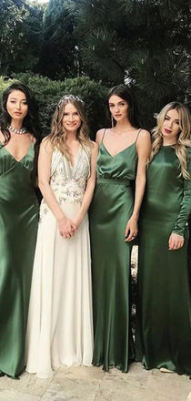 Mismatched Emerald Green Mermaid Popular Cheap Long Wedding Party Bridesmaid Dresses Online,CP64