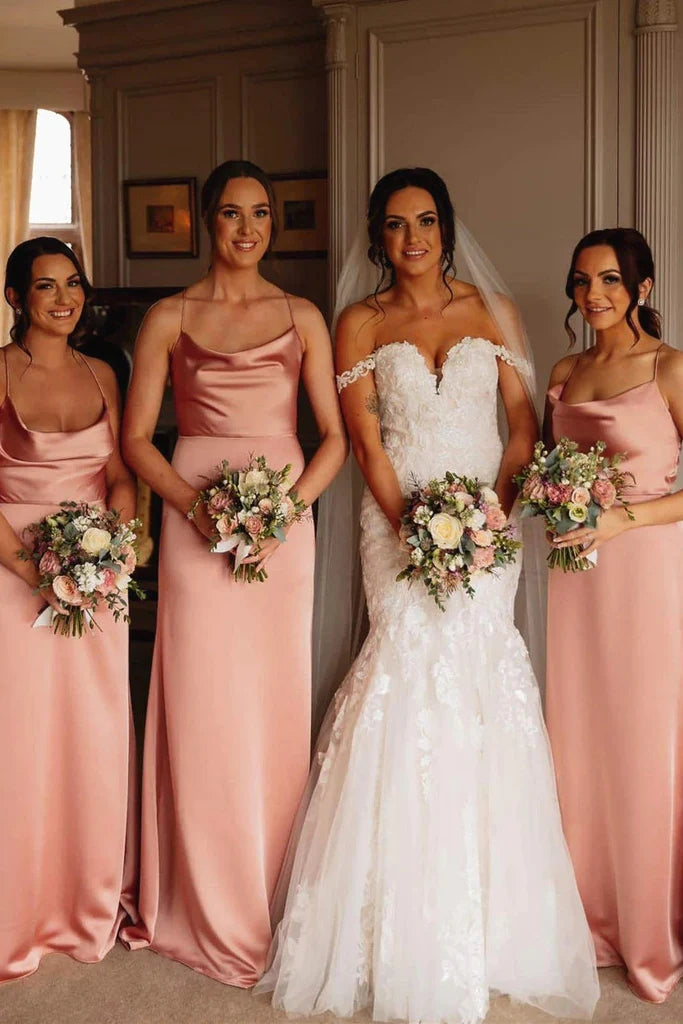 Simple Mermaid Spaghetti Straps Popular Cheap Long Wedding Party Bridesmaid Dresses Online,CP65