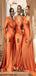 Mismatched Burnt Orange Unique Mermaid Popular Cheap Long Wedding Party Bridesmaid Dresses Online,CP69