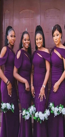 Elegant Purple Mermaid Off Shoulder Popular Cheap Long Wedding Party Bridesmaid Dresses Online,CP71