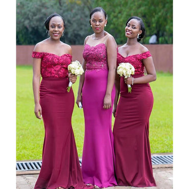 Mismatched Mermaid Applique Popular Cheap Long Wedding Party Bridesmaid Dresses Online,CP75