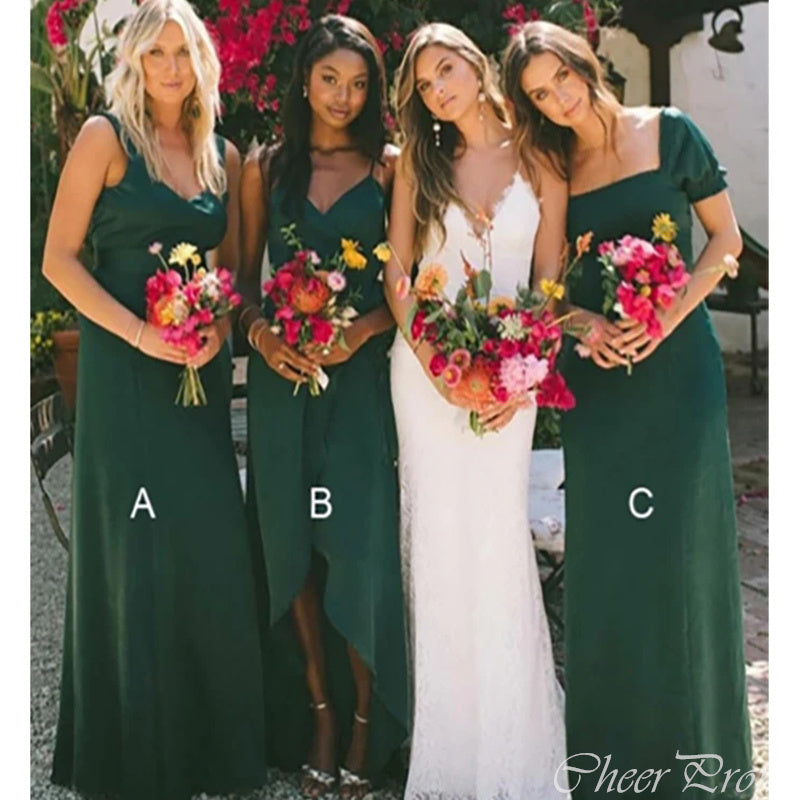 Mismatched Charming Emerald Green Popular Cheap Long Wedding Party Bridesmaid Dresses Online,CP77