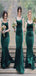 Simple Emerald Green Mermaid Spaghetti Straps Velvet Popular Cheap Long Wedding Party Bridesmaid Dresses Online, CP82