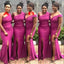 Mismatched Unique Mermaid Side Slit Popular Cheap Long Wedding Party Bridesmaid Dresses Online, CP83