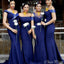 Mismatched Royal Blue Mermaid Popular Cheap Long Wedding Party Bridesmaid Dresses Online, CP85