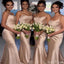 Sexy Champagne Mermaid Spaghetti Straps Popular Cheap Long Wedding Party Bridesmaid Dresses Online, CP88