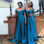 Charming Dark Blue A-Line Off Shoulder Popular Cheap Long Wedding Party Bridesmaid Dresses Online, CP91