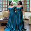 Charming Dark Blue A-Line Off Shoulder Popular Cheap Long Wedding Party Bridesmaid Dresses Online, CP91