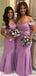 Charming Purple Mermaid Off Shoulder Applique Popular Cheap Long Wedding Party Bridesmaid Dresses Online, CP94