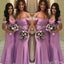 Charming Purple Mermaid Off Shoulder Applique Popular Cheap Long Wedding Party Bridesmaid Dresses Online, CP94