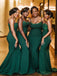 Sexy Emerald Green Mermaid Spaghetti Straps Applique Cheap Long Bridesmaid Dresses Online,CP17