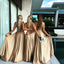 Champagne Gold A-Line V Neck Side Slit Sexy Cheap Bridesmaid Dresses,CP02