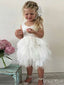 Lovely Ball Gown Jewel V-Back Tiered Tulle Cheap Flower Girl Dresses With Lace, CPF01