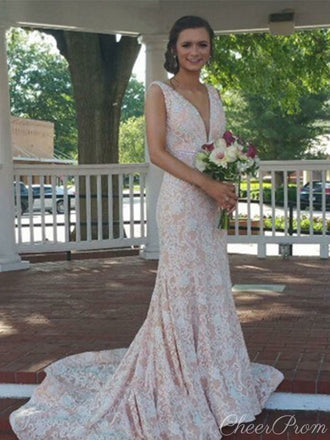 Elegant V-Neck Mermaid Long Prom Dress Ideas, Birthday Party Dresses , FM643