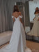 Elegant White Off-Shoulder A-Line Long Wedding Dresses With Sweep Trailing,CPD199