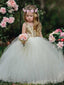 Cute Princess Cheap Flower Girl Dresses with Shiny Gold Sequin Top, CPF03