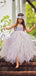 Lovely Grey Spaghetti Straps Square Tulle Applique Long Cheap Flower Girl Dresses, CPF10