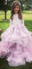 Lovely Purple Round The Neck Applique Tulle Long Cheap Flower Girl Dresses, CPF14