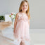 Cute Pink A-Line Jewel Sleeveless Applique Tulle Short Cheap Flower Girl Dresses, CPF16