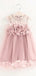 Cute Pink A-Line Jewel Sleeveless Applique Tulle Short Cheap Flower Girl Dresses, CPF16