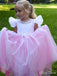 Elegant A-Line Sweetheart Cap Shoulder Lace Tulle Long Cheap Flower Girl Dresses, CPF19