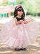 Simple Tulle Round Neck Sleeveless Applique Long Cheap Flower Girl Dresses, CPF23