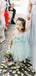 Lovely Light Green Tulle Round Neck Sleeveless Applique Long Cheap Flower Girl Dresses, CPF24