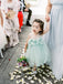 Lovely Light Green Tulle Round Neck Sleeveless Applique Long Cheap Flower Girl Dresses, CPF24