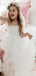 Elegant White A-Line Tulle Round Neck Sleeveless Applique Ruffle Long Cheap Flower Girl Dresses, CPF28