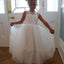 Elegant A-Line Tulle Round Neck Sleeveless Applique Long Cheap Flower Girl Dresses, CPF30