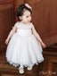 Lovely Ball Gown Lace Round Neck Sleeveless Applique Long Cheap Flower Girl Dresses, CPF32